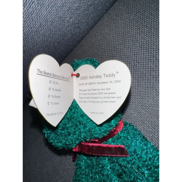 Ty Beanie Baby 2001 Holiday Teddy Green Plush Toy NEW NWT - Picture 3 of 13